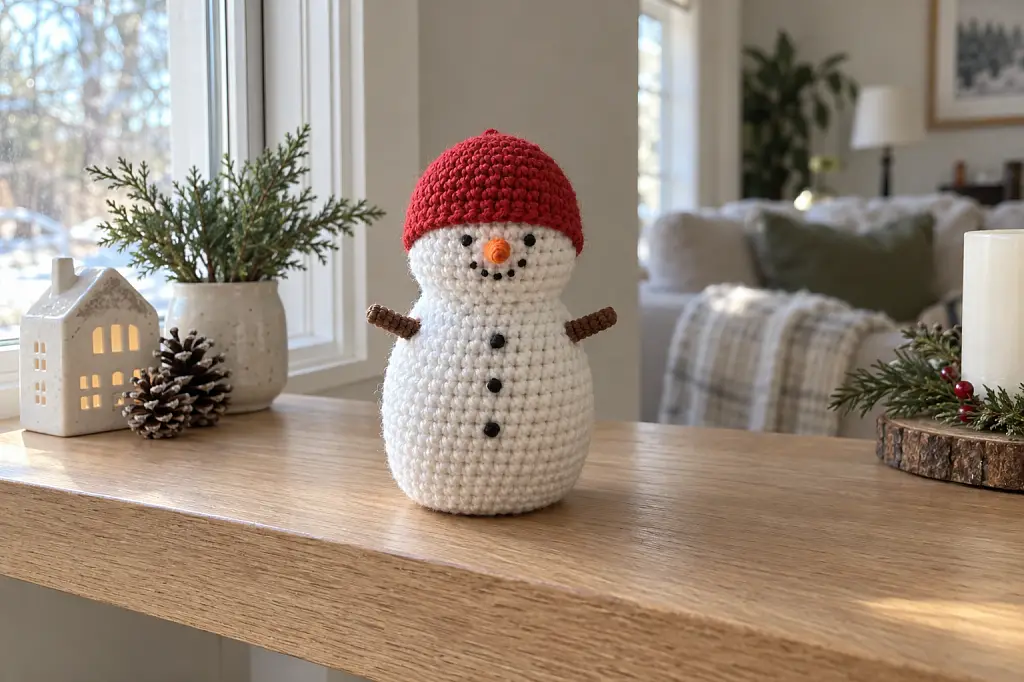 Crochet Snowman: Free Worsted Weight Pocket Pattern